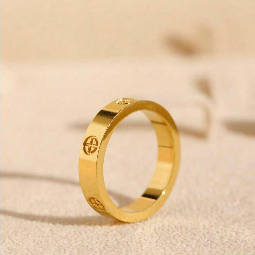 Stainless Steel Gold Love Ring